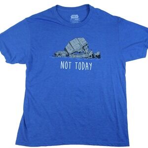 Star Wars AT-AT Not Today Graphic T-Shirt Mens L Blue Funny Geek Gamer Cosplay